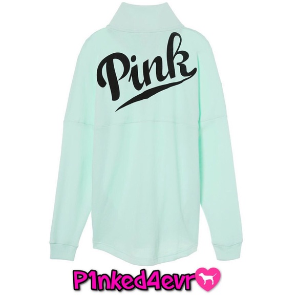 VS PINK Varsity Snap Crew Aqua Black Logo XS/S - Picture 4 of 4
